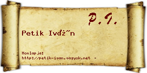 Petik Iván névjegykártya