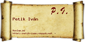 Petik Iván névjegykártya